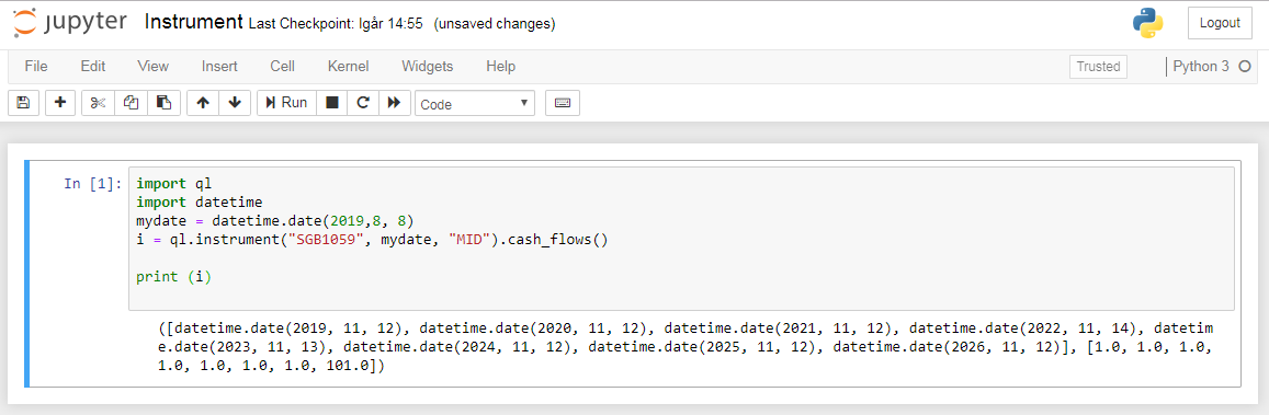 Jupyter notebook: cash flow extraction