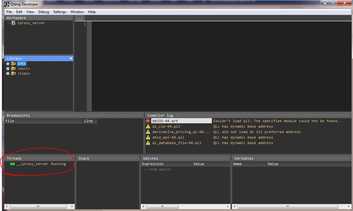 Quantlab Debugger with cproxy_server thread