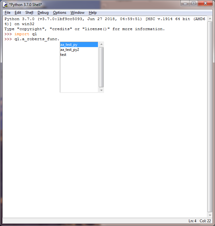 Python Shell: module namespace autocomplete